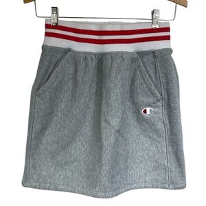 Champion Oxford Gray Red White Striped Reverse Weave Skirt Size Small